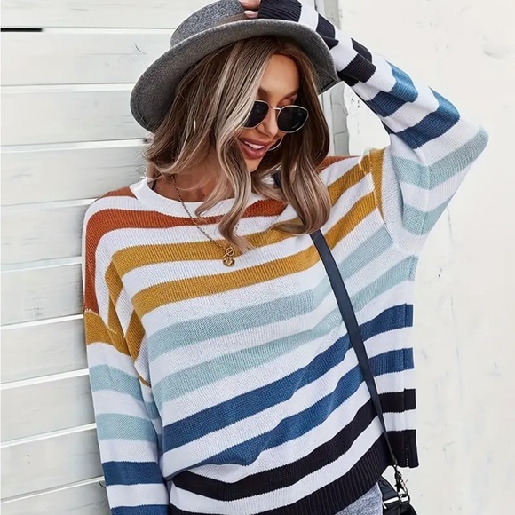 Plus-size colorful striped sweater size 1x - Picture 3 of 4